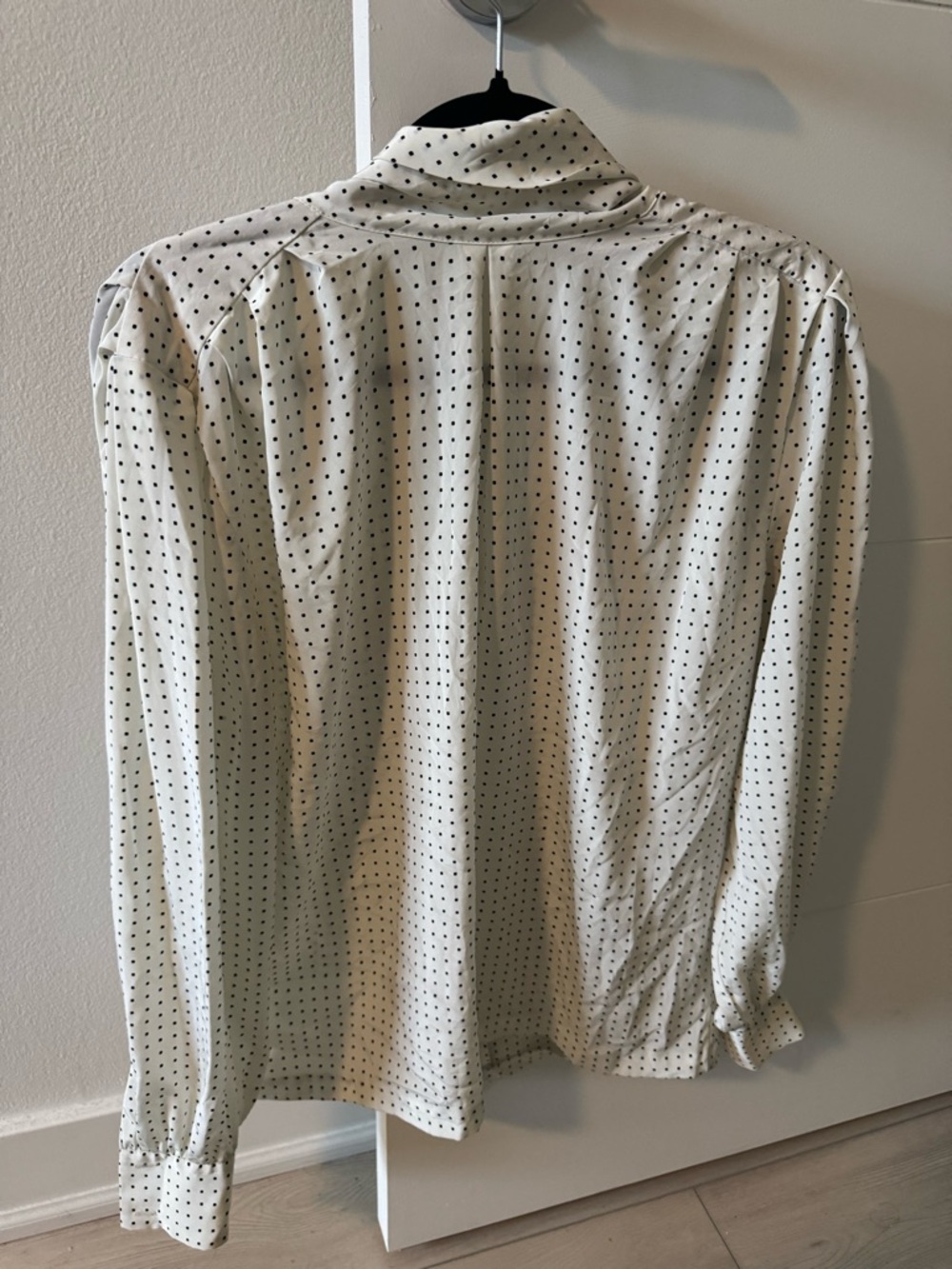 Claiborne Cream Button-Down Shirt with Black Micro Dot Print